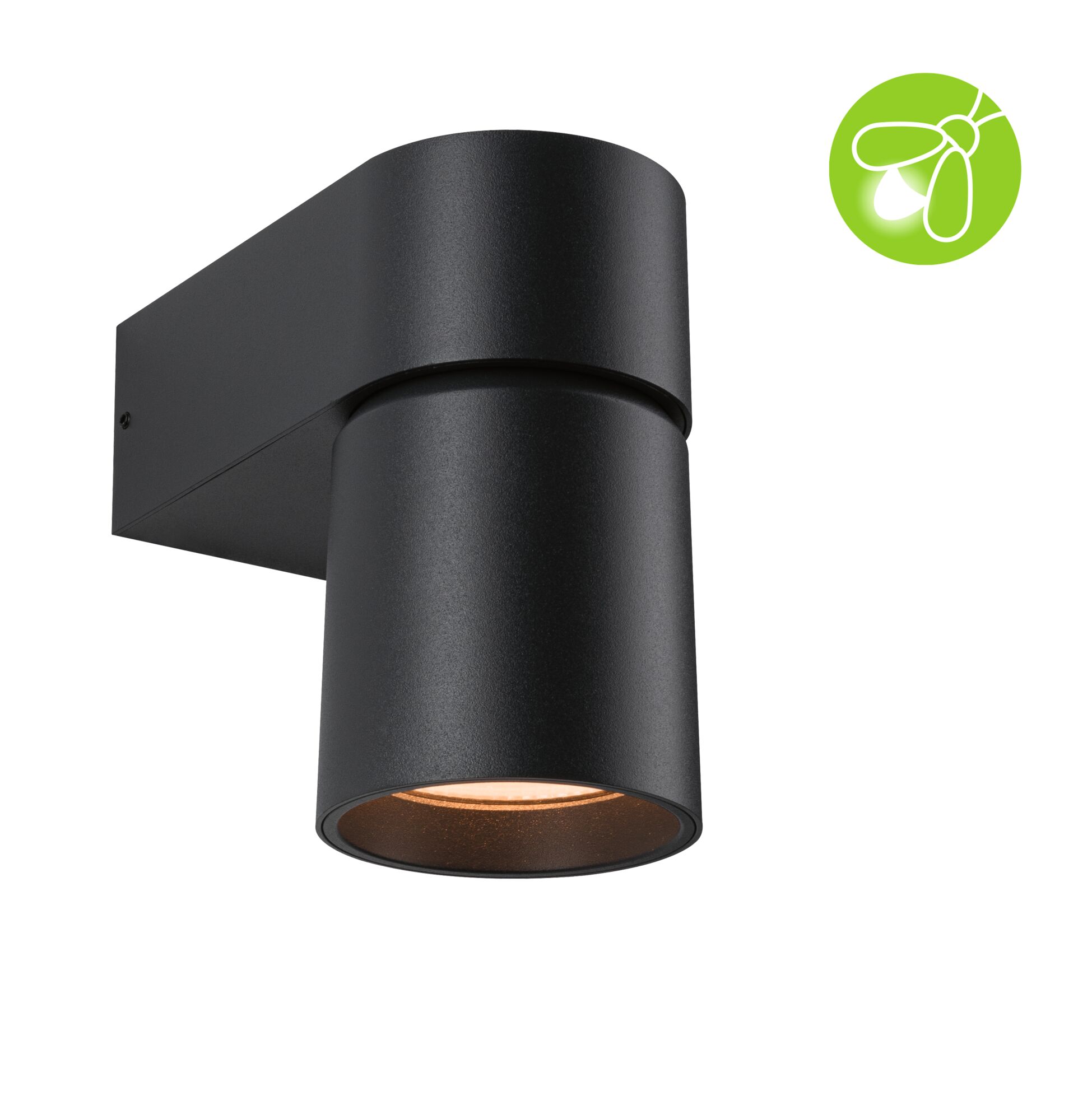 LED Außenwandleuchte Kimu insektenfreundlich IP44 zylindrisch 80mm 2200K 7,8W 500lm 230V 70° Anthrazit Aluminium Schwarze Aluminium-Wandleuchte mit zylindrischem Design und warmweißem LED-Licht für Außenbeleuchtung