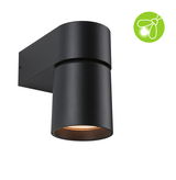 Schwarze Aluminium-Wandleuchte mit zylindrischem Design und warmweißem LED-Licht für Außenbeleuchtung