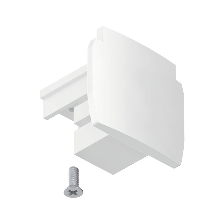 ProRail3 Connector End caps 1-piece set 35x32,5mm White White plastic adapter part with screw for track systems, suitable for lighting installations