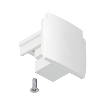 Witte kunststof adapter met schroef voor railsystemen, geschikt voor verlichtingsinstallaties