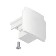 White plastic adapter with screw for track systems, accessory for LED lighting setups