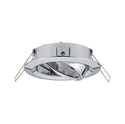 Round recessed spotlight in chrome metal with adjustable reflector for flexible LED lighting solutions