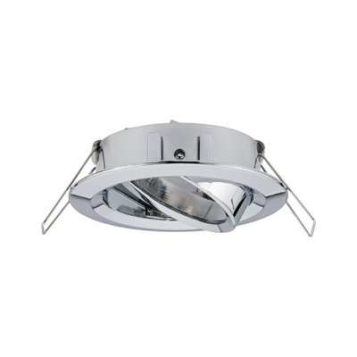 Rund indbygningsspot i krommet metal med justerbar reflektor til fleksibel LED-belysning