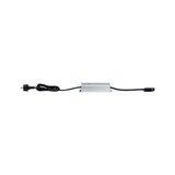 Elektronische voeding van zilverkleurig aluminium met zwarte kabel en stekker voor LED-verlichting