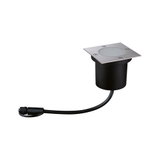 Stainless steel square LED recessed floor light with black housing, outdoor lighting solution