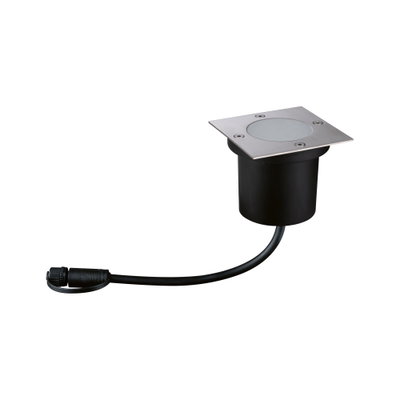 Stainless steel square LED recessed floor light with black housing, outdoor lighting solution