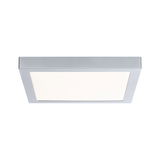 Plafonnier LED carré en aluminium argenté avec diffuseur blanc pour un éclairage moderne