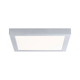 Plafonnier LED carré en aluminium argenté avec diffuseur blanc pour un éclairage moderne
