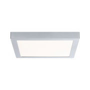 Square ceiling light in silver aluminium with white diffuser for modern indoor lighting