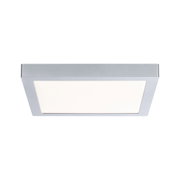 Quadratische Deckenleuchte aus silbernem Aluminium mit weißem Diffusor für moderne Innenbeleuchtung