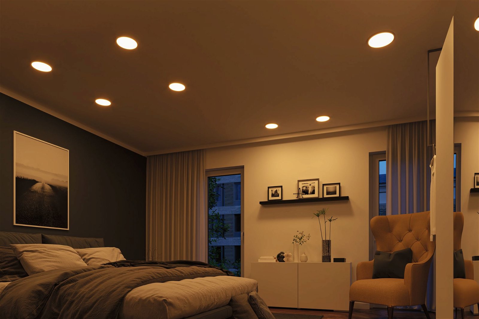 VariFit LED Einbaupanel Smart Home Zigbee Areo IP44 rund 230mm Tunable White Chrom matt