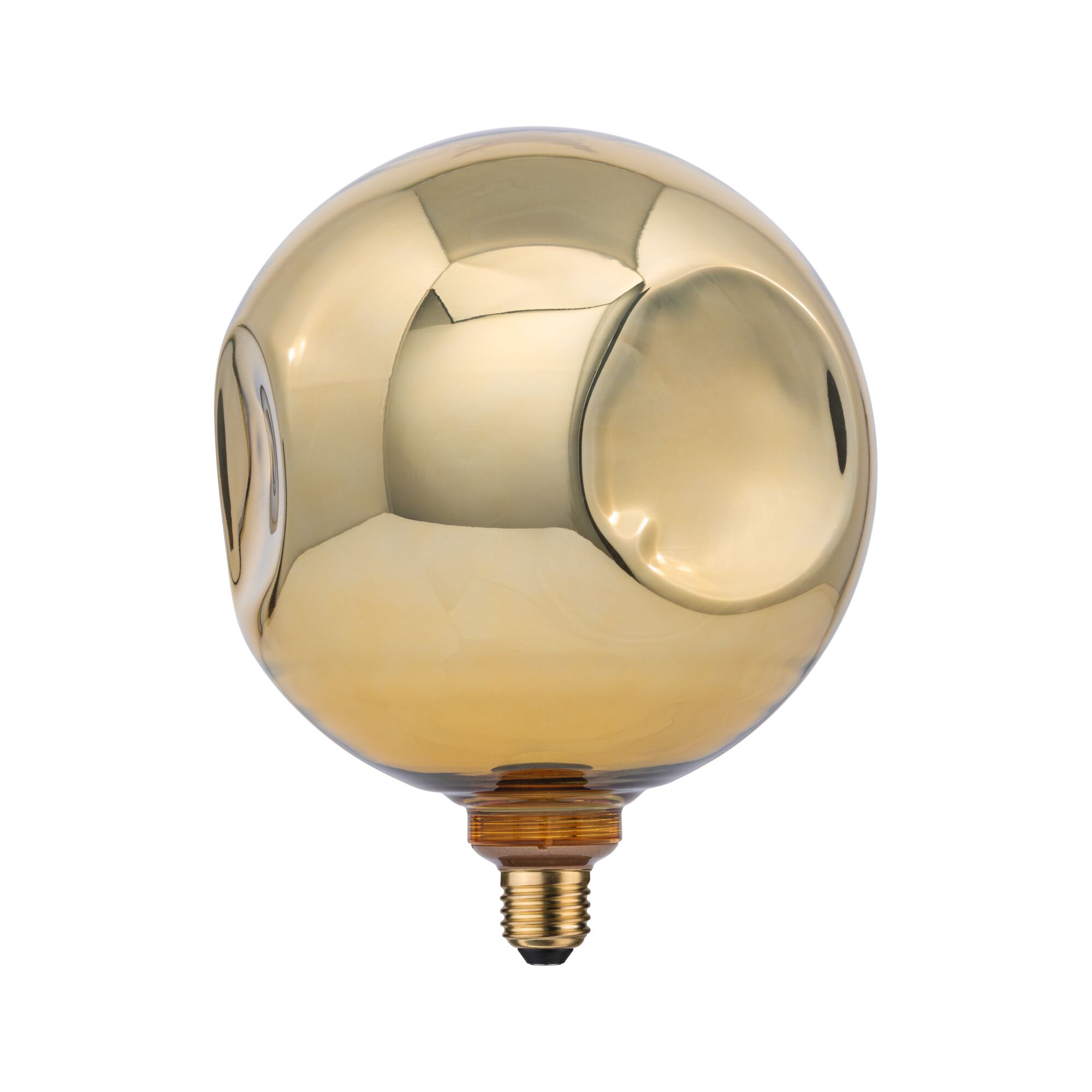 Ronde gouden glazen lamp met E27-fitting voor decoratieve LED-verlichting en warme sfeer