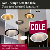 Cole glare-free recessed luminaires in modern colour combinations for stylish home lighting solutions