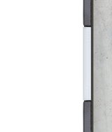 Cross-section of white LED light strip in modern wall installation with concrete and wood.