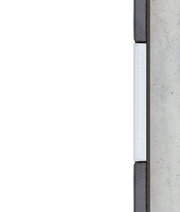 Querschnitt eines weißen LED-Lichtstreifens in moderner Wandinstallation mit Beton und Holz.