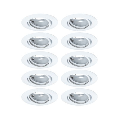 Tien witte inbouwspots met verstelbare reflector voor flexibele LED-plafondverlichting