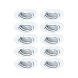 Zehn weiße Einbaustrahler mit schwenkbarem Reflektor für flexible LED-Deckenbeleuchtung