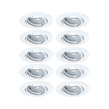 Ten white recessed spotlights with adjustable reflector for flexible LED ceiling lighting