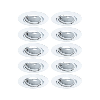 Dix spots encastrés blancs avec réflecteur orientable pour éclairage LED de plafond flexible