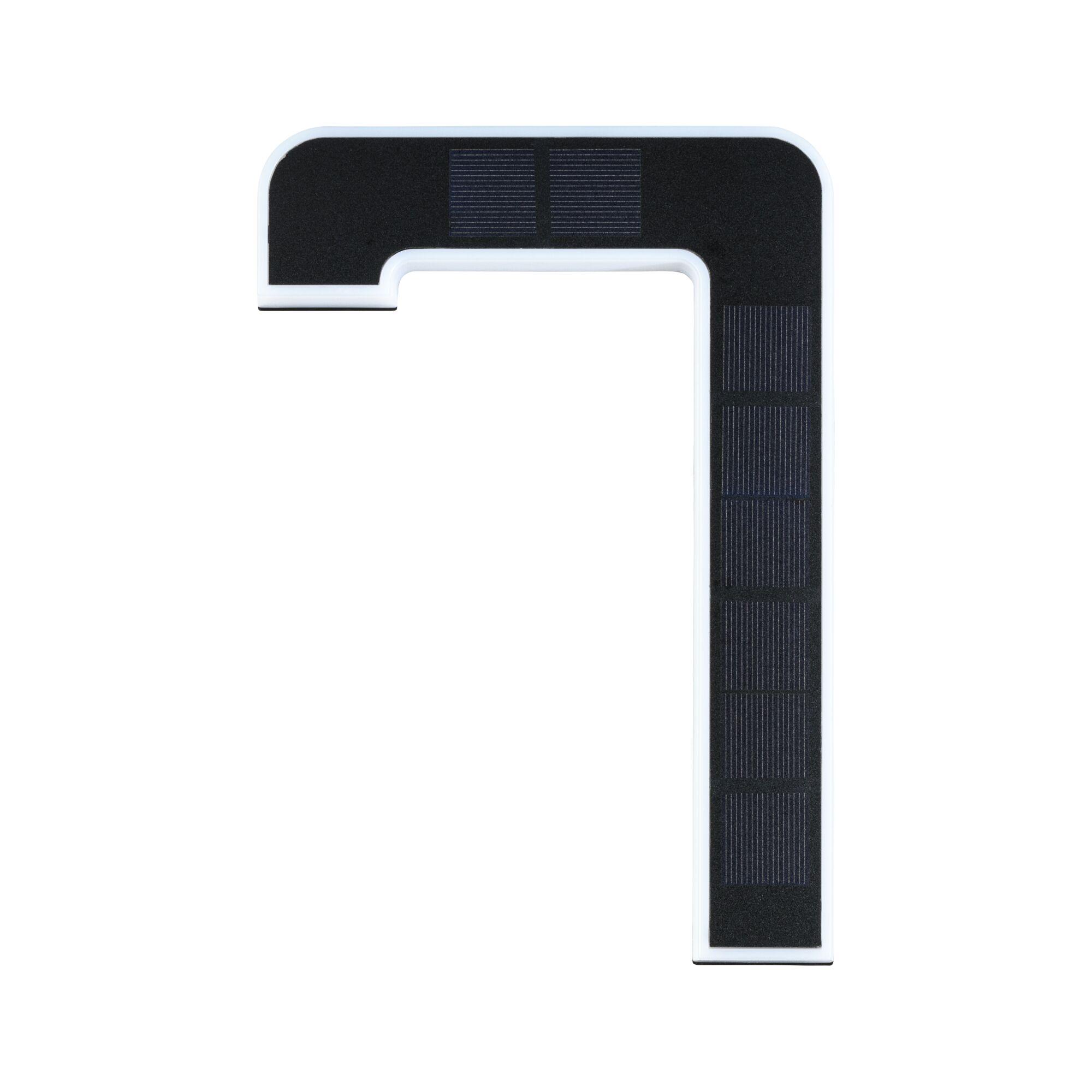 Black L-shaped solar panel with white frame for energy-efficient lighting solutions