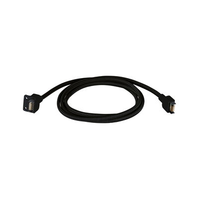 Black connection cable with rectangular connectors and textile sheath for LED lighting systems