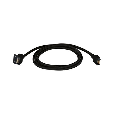 Black connection cable with rectangular connectors and textile sheath for LED lighting systems