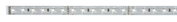 Long LED strip with white LEDs on silver circuit board for flexible lighting solutions.