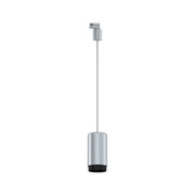 Moderner silberner LED-Pendelleuchte aus Metall mit schwarzem Lampenschirm für Innenbeleuchtung