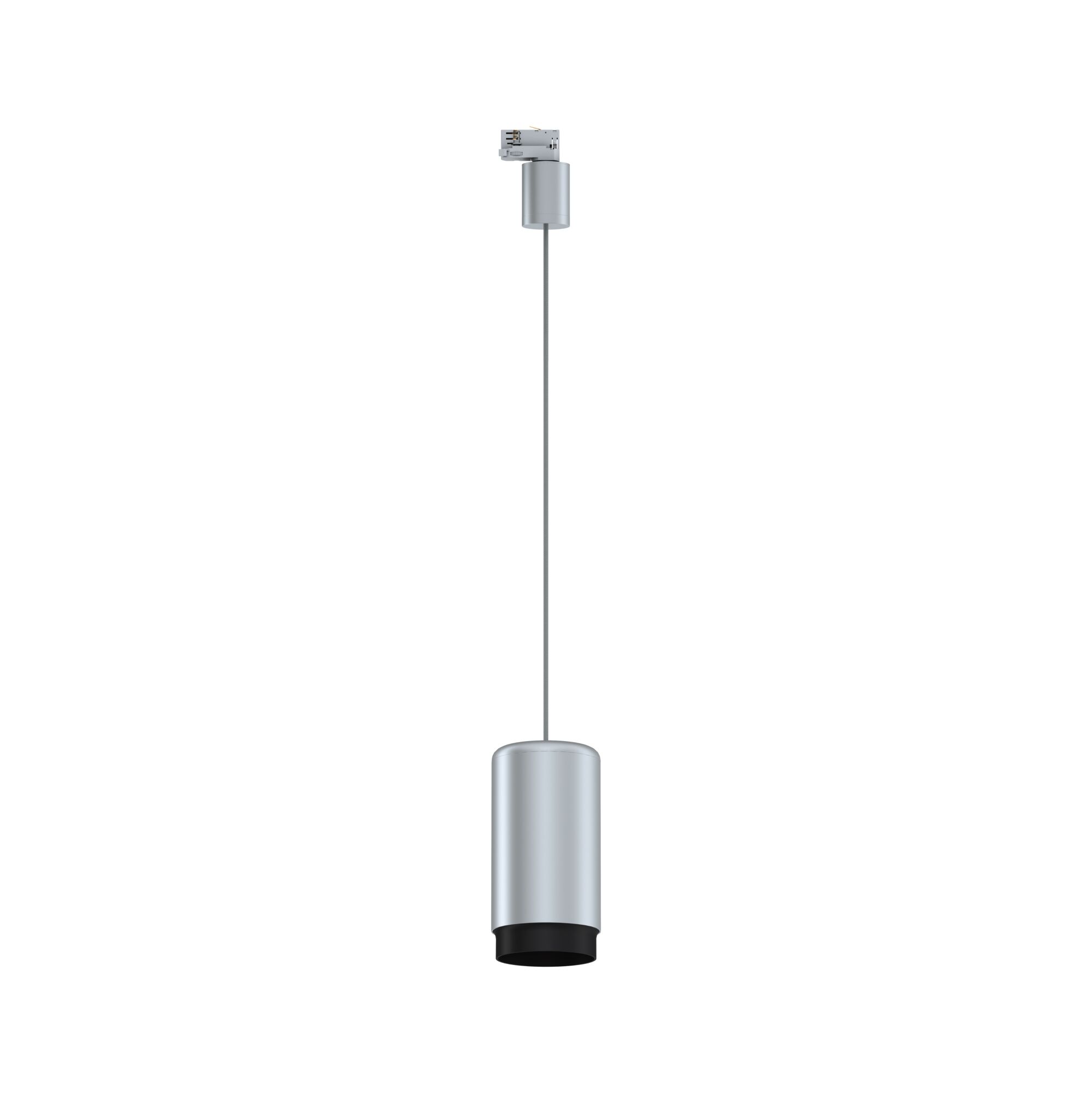 Moderner silberner LED-Pendelleuchte aus Metall mit schwarzem Lampenschirm für Innenbeleuchtung