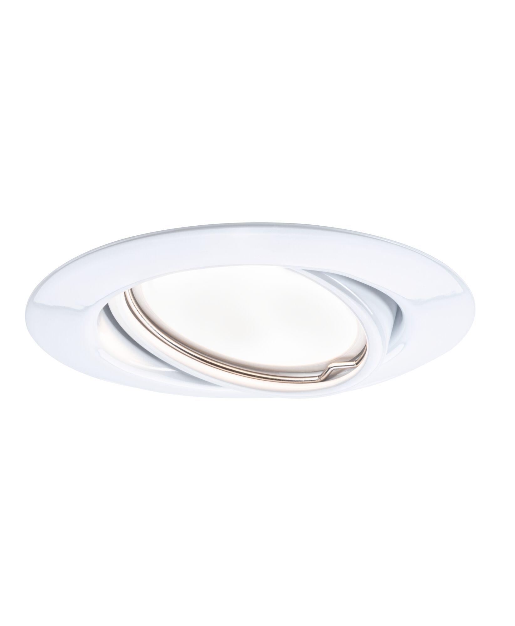 Weißer Einbaustrahler aus Metall mit schwenkbarem Einsatz für flexible LED-Beleuchtung