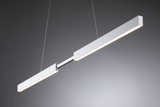 Modern white metal LED pendant light with warm white illumination for office and living space
