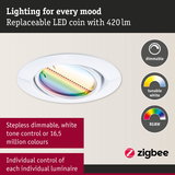 White LED recessed spotlight with dimmable RGBW color control and Zigbee for customizable smart lighting