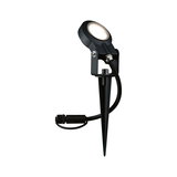 Schwarze LED-Gartenleuchte mit Erdspieß und Kabelanschluss für Außenbeleuchtung und Gartenlicht.