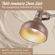 Juna Style table lamp in matte brown with gold interior for customizable lighting solutions