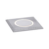 Quadratischer LED-Einbaustrahler aus gebürstetem Aluminium in Silber mit warmweißem Licht