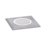 Quadratischer LED-Einbaustrahler aus gebürstetem Aluminium in Silber mit warmweißem Licht