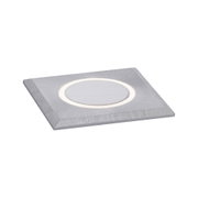 Square LED recessed light in brushed silver aluminium with warm white illumination for modern interiors