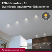 Witte LED-inbouwlamp Gil met warmwit licht voor subtiele lichtaccenten aan het plafond