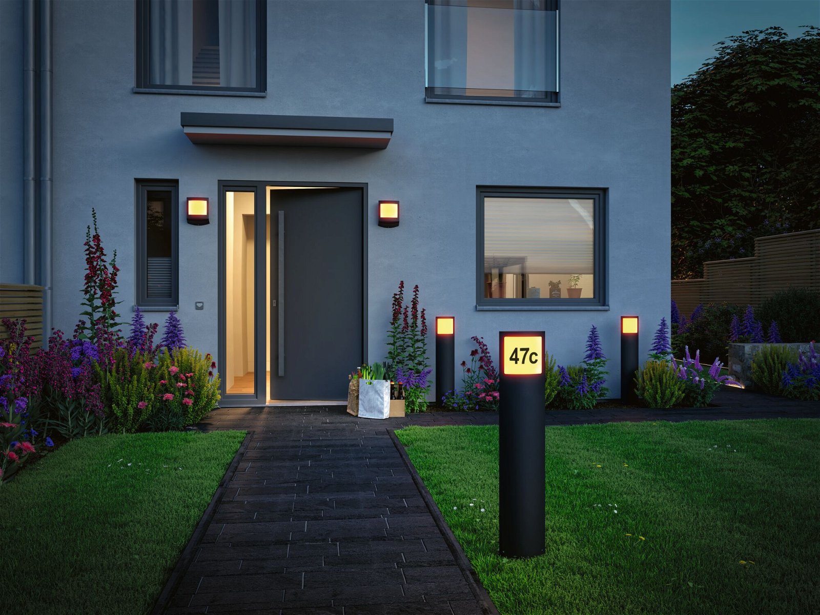 LED-bolderlamp Smart Home Zigbee Padea schemersensor insectvriendelijk IP44 847mm Tunable Warm 8,5W 700lm 230V Antraciet Kunststof