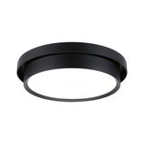 Rund loftlampe i sort metal med hvid diffusor til moderne indendørs belysning