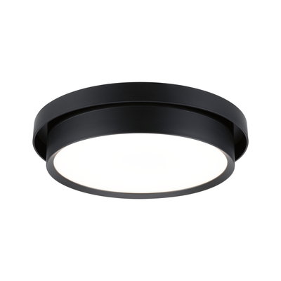Round ceiling light in black metal with white diffuser for modern interior lighting