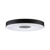 Rund LED-loftlampe med sort metalramme og hvid diffusor til moderne belysning