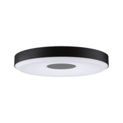 Round LED ceiling light with black metal frame and white diffuser for modern room lighting
