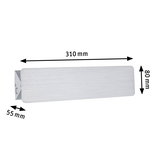 Rechthoekige aluminium wandlamp in geborsteld zilver van 310x80x55 mm voor moderne verlichting
