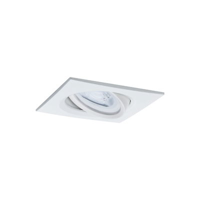 Weißer quadratischer Einbaustrahler aus Metall mit schwenkbarem LED-Spot für Wohnräume