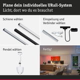 Anleitung zur Planung eines URail-Systems mit Schienen, Verbindern, Pendel und Beispielküche mit Licht.