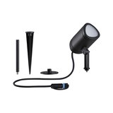 Projecteur LED extérieur noir avec piquet, rallonge et plaque de montage pour éclairage de jardin