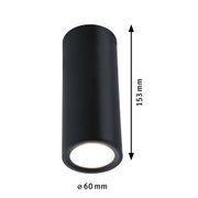 Schwarze zylindrische LED-Deckenleuchte aus Metall, 153 mm hoch, 60 mm Durchmesser, moderne Innenbeleuchtung