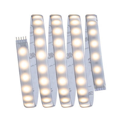 Flexible LED strip light with warm white glow and 3M adhesive tape for easy installation and home lighting