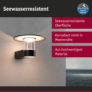Schwarze Außenwandleuchte mit seewasserresistenter Oberfläche aus hochwertigem Material